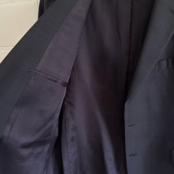Brooks Brothers 346 Stretch Blazer Men’s 44R Navy Blue Suit Jacket Subtle Plaid - Picture 15 of 15